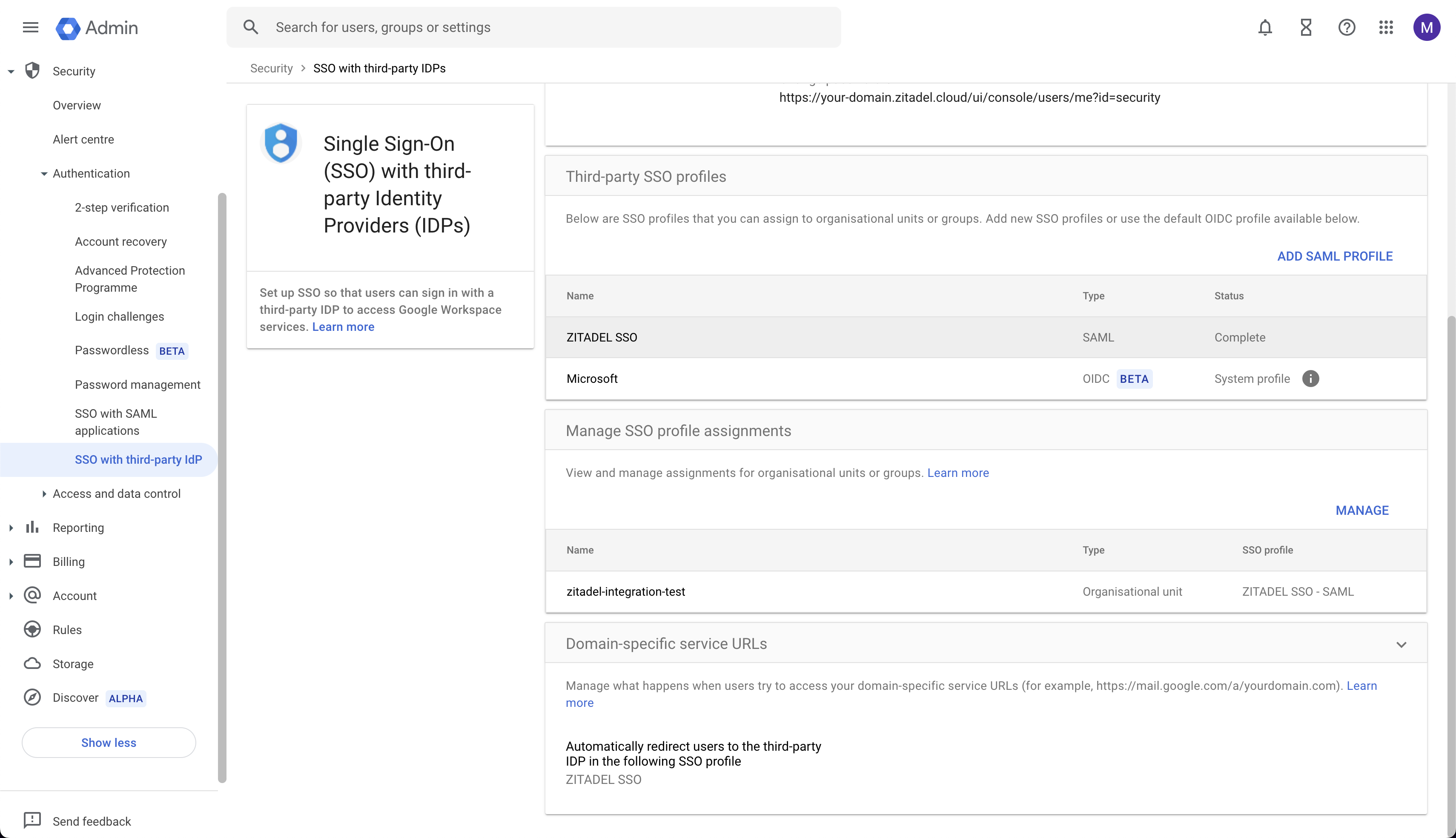 SSO Profile Overview